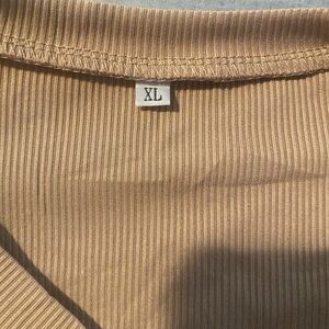 Tan Ribbed Knit Top and Pants